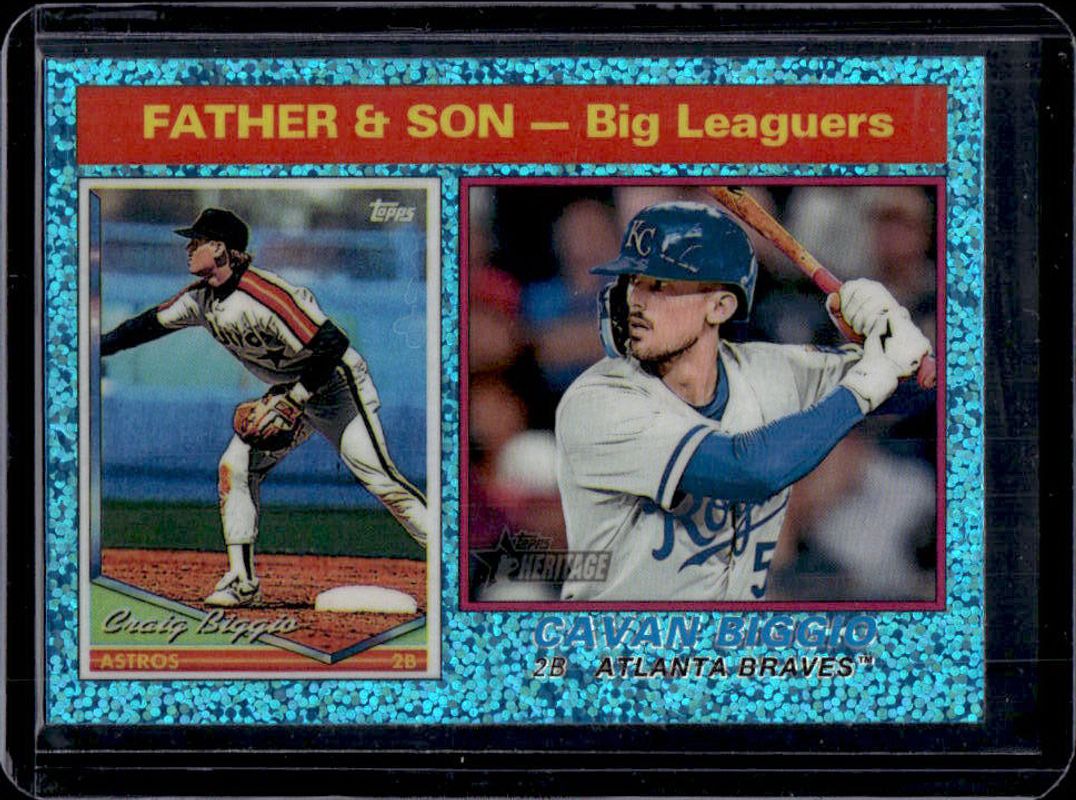 Cavan Biggio 2025 Topps Heritage #68 Chrome - Light Blue Sparkle Refractor RAW