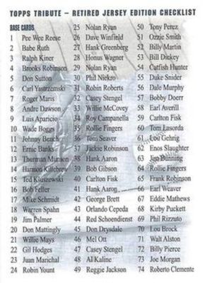 2001 Topps Tribute #1 Checklist