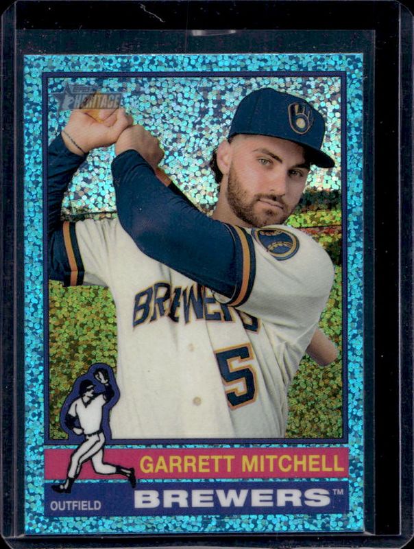 Garrett Mitchell 2025 Topps Heritage #479 Chrome - Aqua Sparkle Refractor RAW