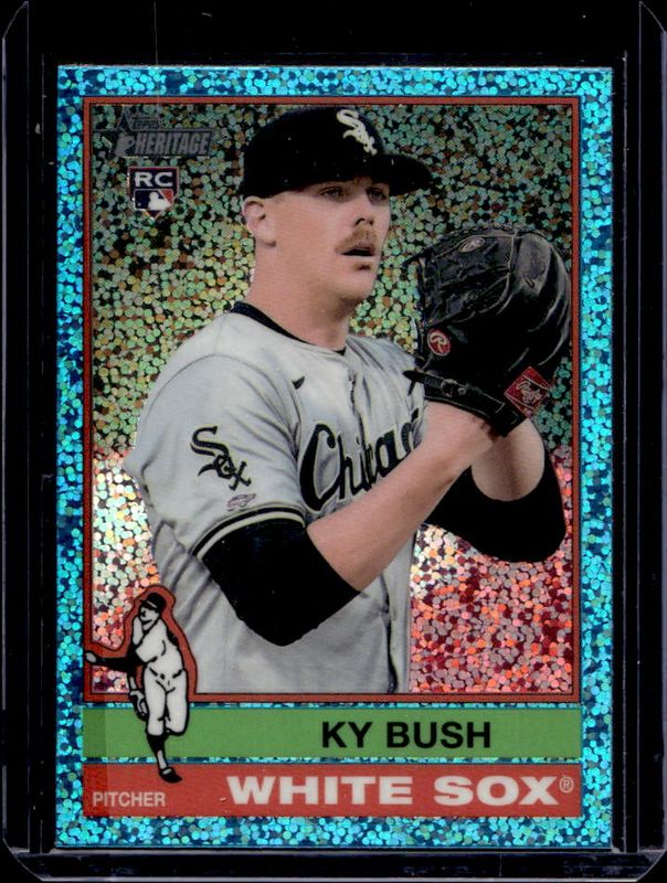 Ky Bush 2025 Topps Heritage #154 Chrome - Light Blue Sparkle Refractor Rookie RAW