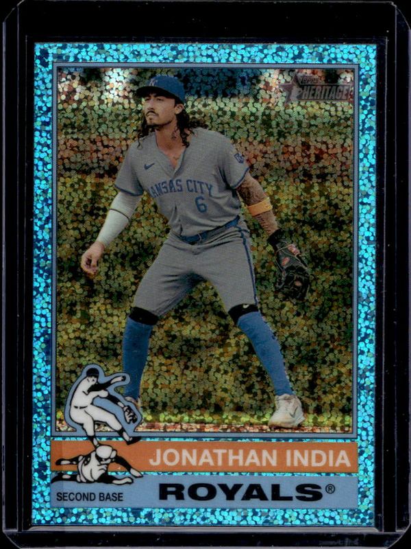 Jonathan India 2025 Topps Heritage #156 Chrome - Light Blue Sparkle Refractor RAW