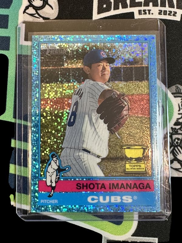 Shota Imanaga 2025 Topps Heritage #399 Chrome - Light Blue Sparkle Refractor RAW