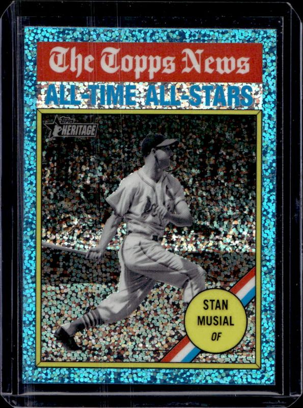 Stan Musial 2025 Topps Heritage #350 Chrome - Light Blue Sparkle Refractor RAW