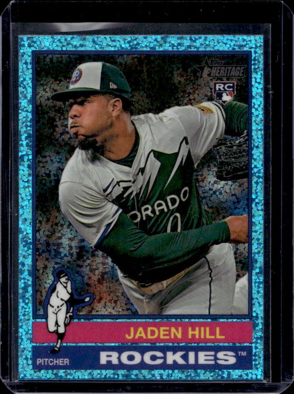 Jaden Hill 2025 Topps Heritage #398 Chrome - Light Blue Sparkle Refractor Rookie RAW