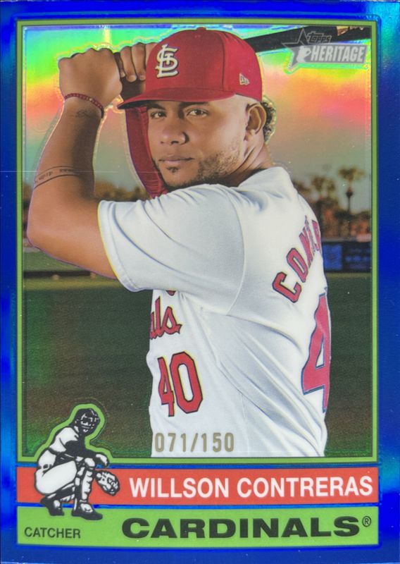 Willson Contreras 2025 Topps Heritage #218 Chrome - Blue Refractor /150 RAW