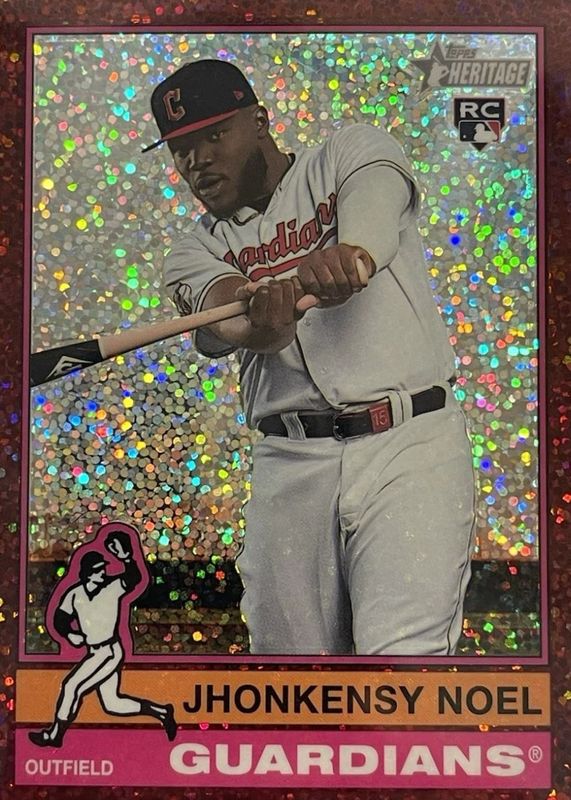 Jhonkensy Noel 2025 Topps Heritage #79 Chrome - Burgundy Sparkle Refractor Rookie RAW