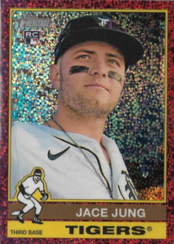 Jace Jung 2025 Topps Heritage #71 Chrome - Burgundy Sparkle Refractor Rookie RAW