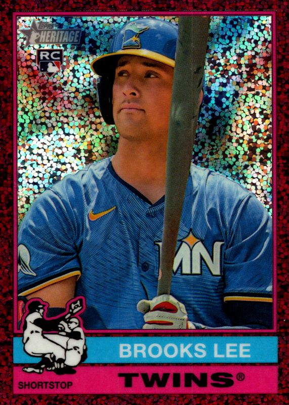 Brooks Lee 2025 Topps Heritage #63 Chrome - Burgundy Sparkle Refractor Rookie RAW