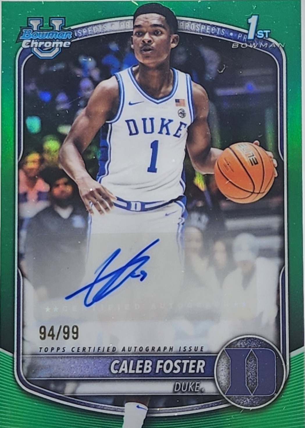 Caleb Foster 2025 Bowman #CPA-CF Chrome Prospect Autographs - Green ...