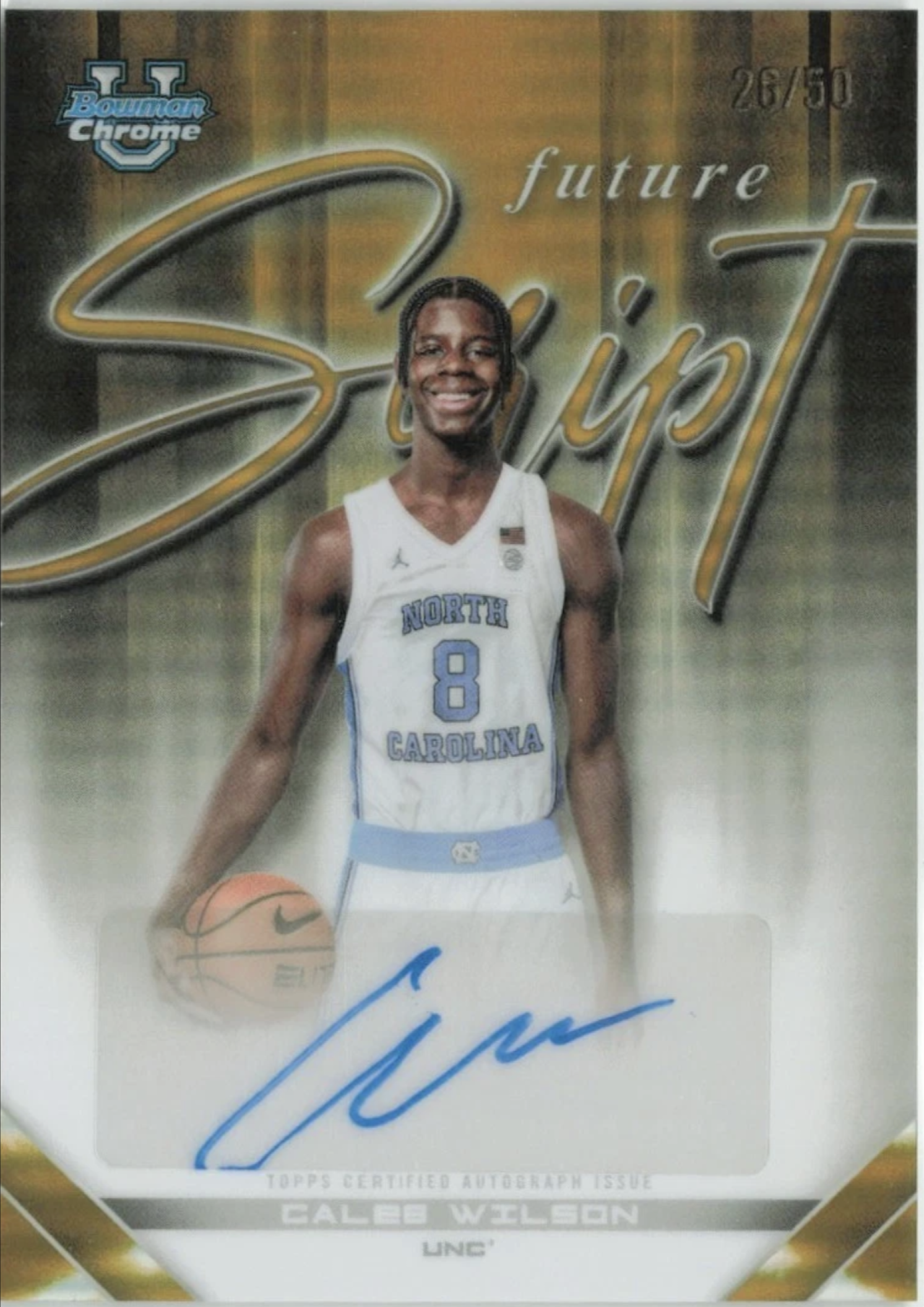 Caleb Wilson 2025 Bowman #FS-CW Future Script - Gold Refractor /50 ...