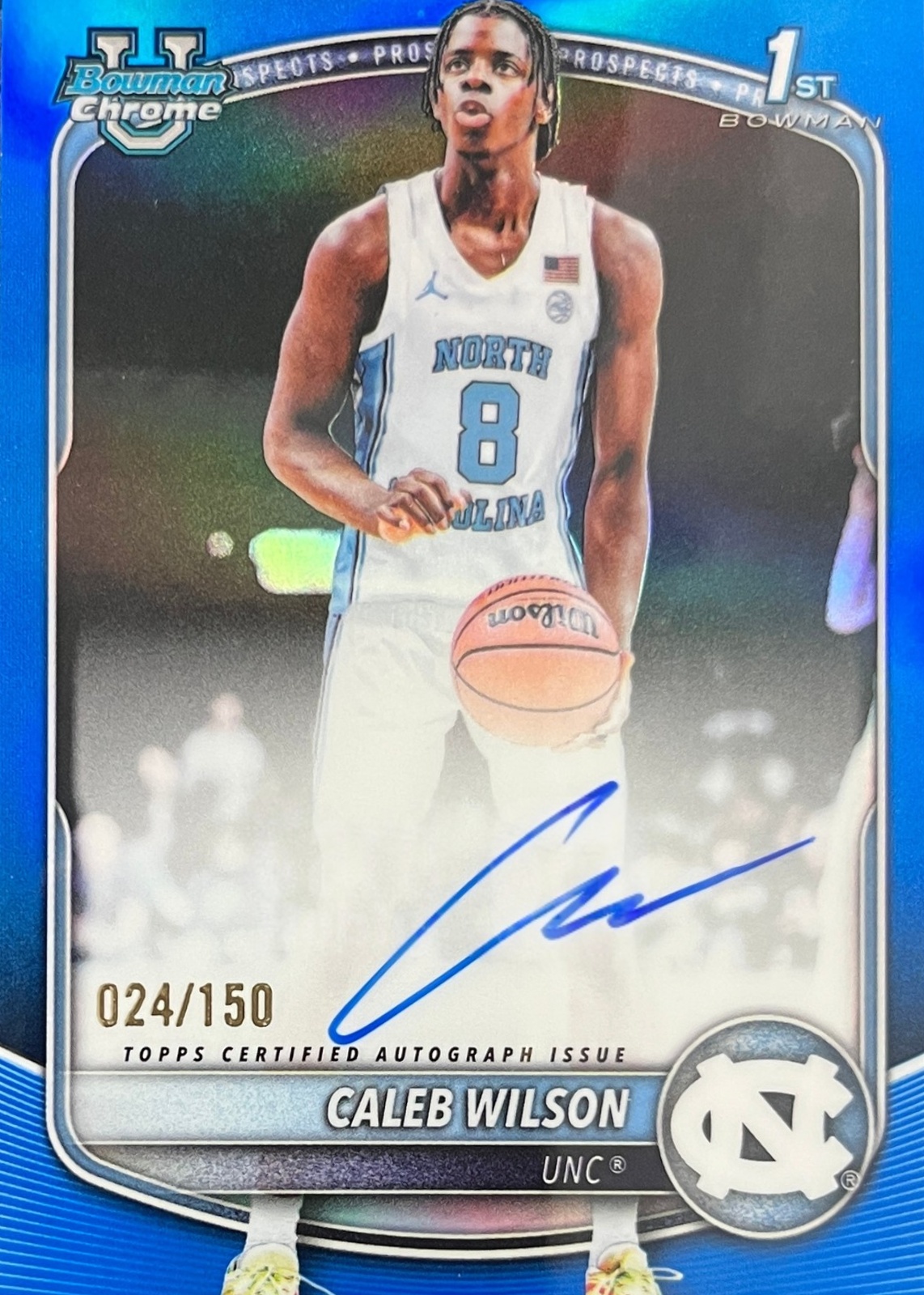 Caleb Wilson 2025 Bowman #CPA-CL Chrome Prospect Autographs - Blue 