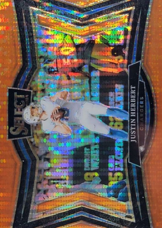 Justin Herbert 2024 Select #461 Field Level Neon Orange Pulsar /7 RAW