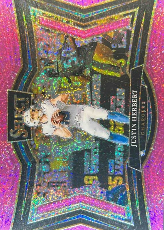 Justin Herbert 2024 Select #461 Field Level Pink Glitter /15 RAW