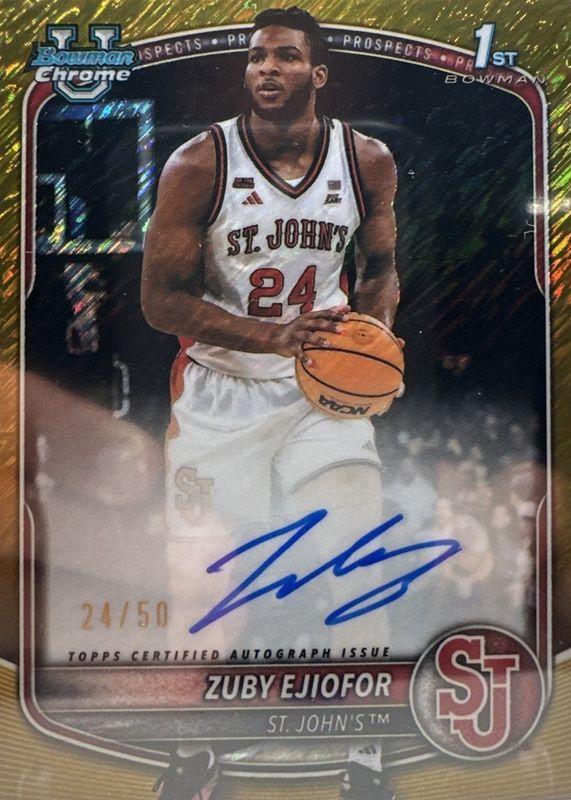 2025 Bowman #CPA-ZE Chrome Prospect Autographs - Gold Shimmer Refractor /50 (1st)