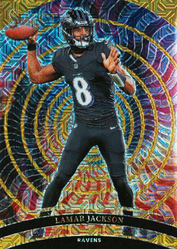 Lamar Jackson 2024 Select #8 Color Wheel - Gold /10 RAW