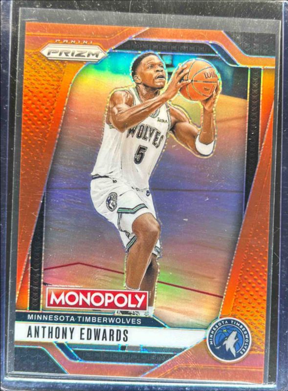 Anthony Edwards 2024 Prizm Monopoly #88 Prizm - Orange /149 RAW