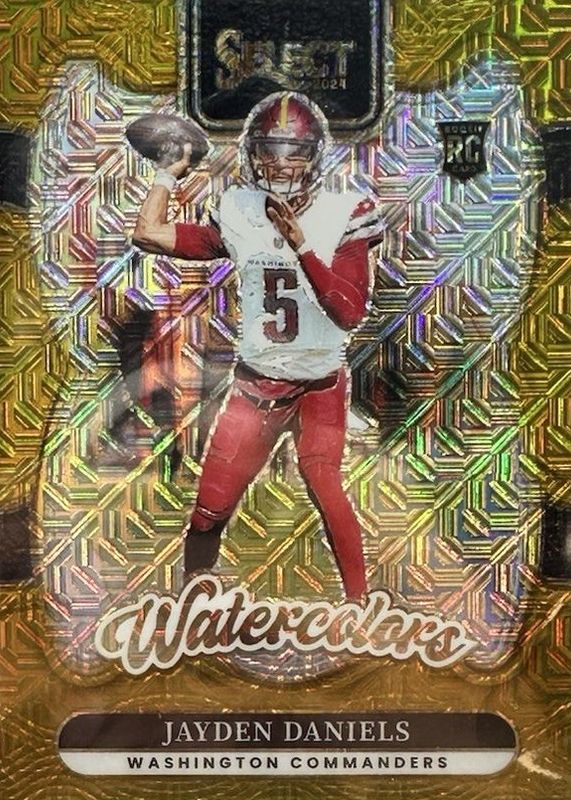 Jayden Daniels 2024 Select #25 Watercolors - Gold /10 Rookie RAW