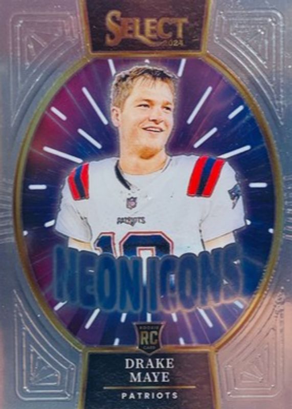 Drake Maye 2024 Select #15 Neon Icons Rookie RAW