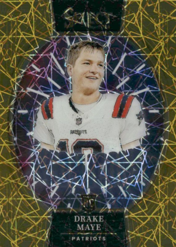 Drake Maye 2024 Select #15 Neon Icons - Gold /10 Rookie RAW