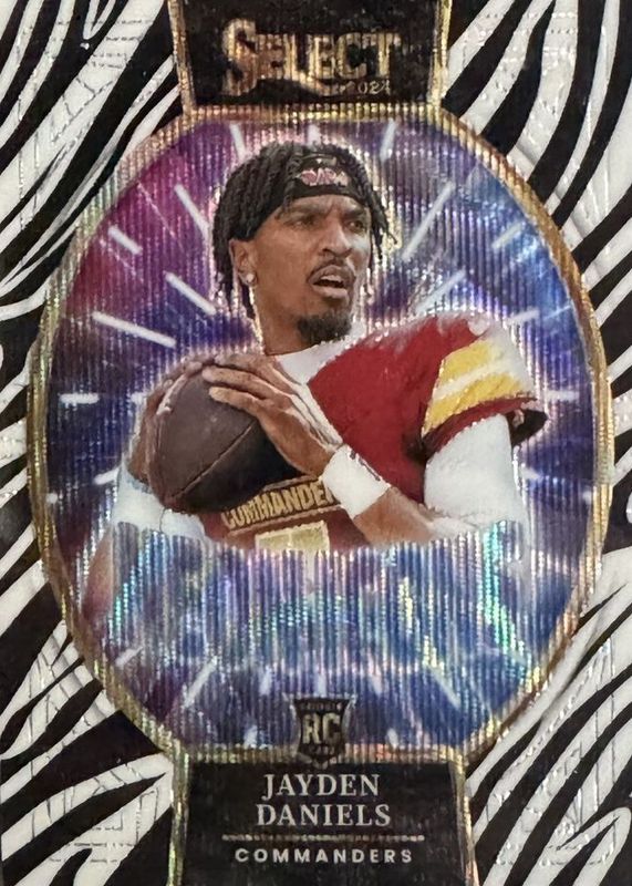 Jayden Daniels 2024 Select #13 Neon Icons - Zebra /(SSP) Rookie RAW