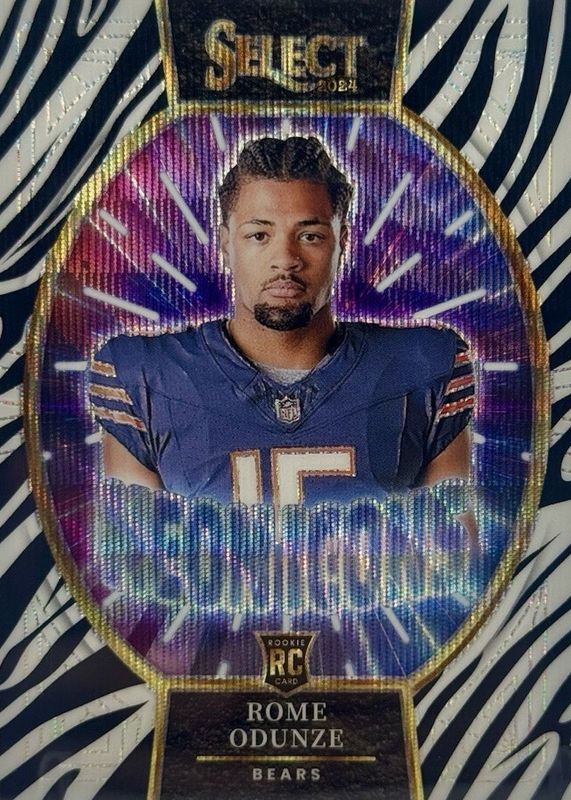 Rome Odunze 2024 Select #5 Neon Icons - Zebra /(SSP) Rookie RAW