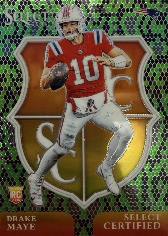 Drake Maye 2024 Select #3 Select Certified Rookies - Green & Black Snakeskin /2 RAW
