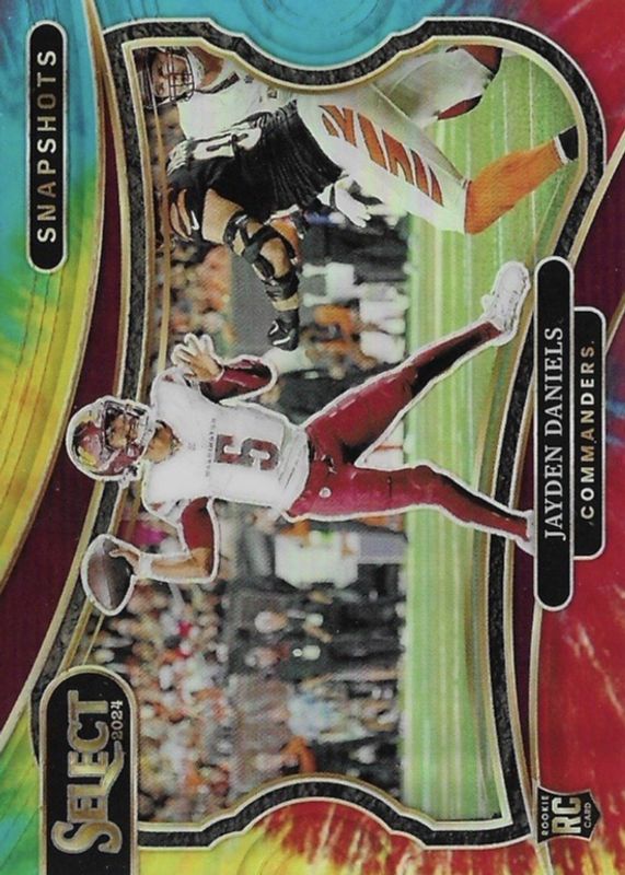 Jayden Daniels 2024 Select #15 Snapshots - Tie-Dye /25 Rookie RAW