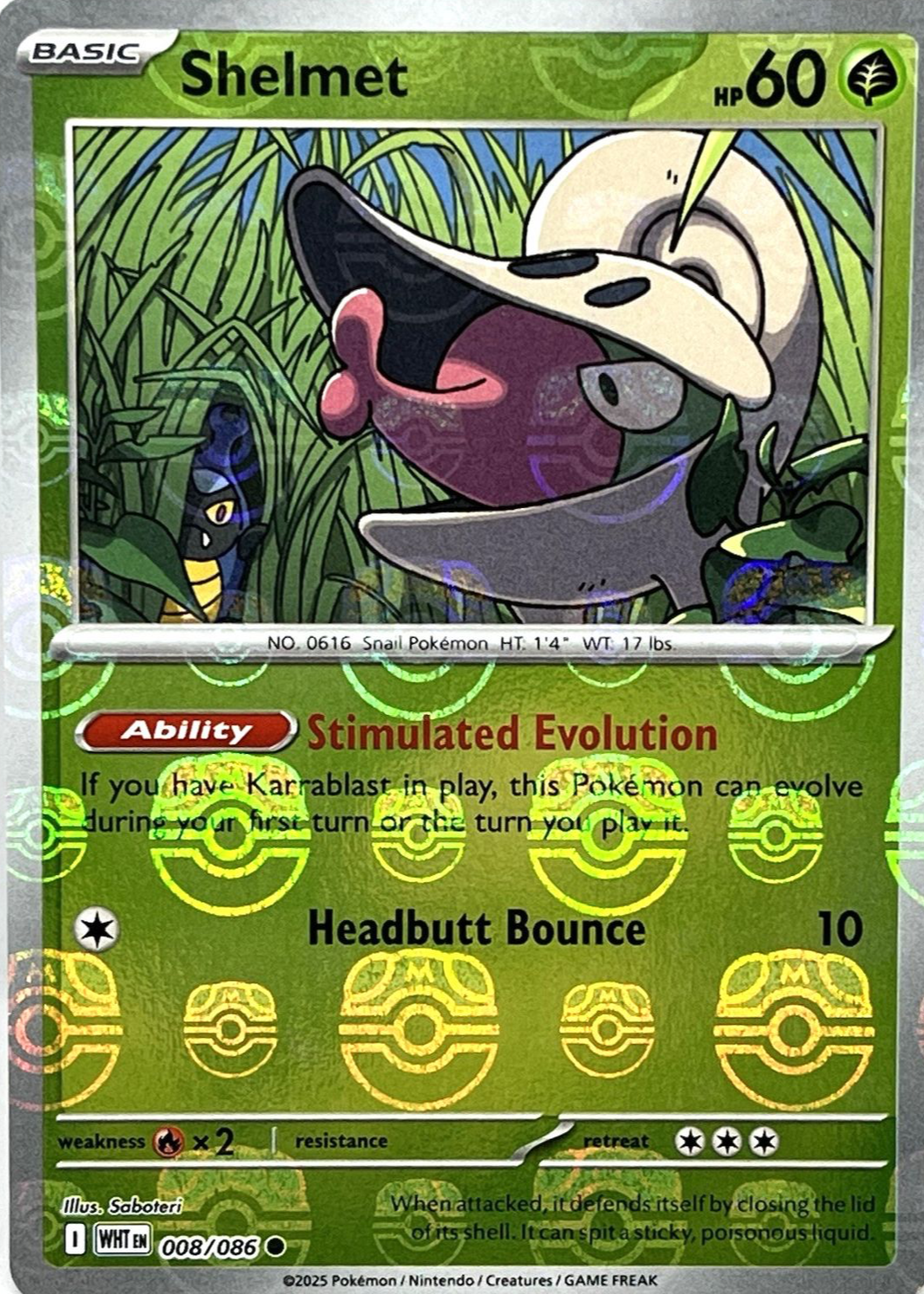 shelmet pokemon card SV11W 093/086 AR Colorless Artist Shelmet 2025 Japanese Scarlet &