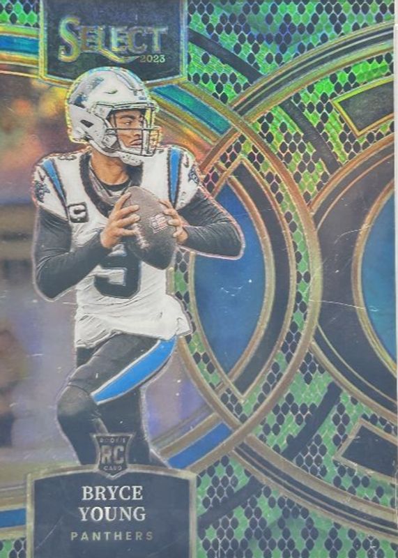 Bryce Young 2023 Select #167 Premier Level Green & Black Snakeskin /2 Rookie RAW
