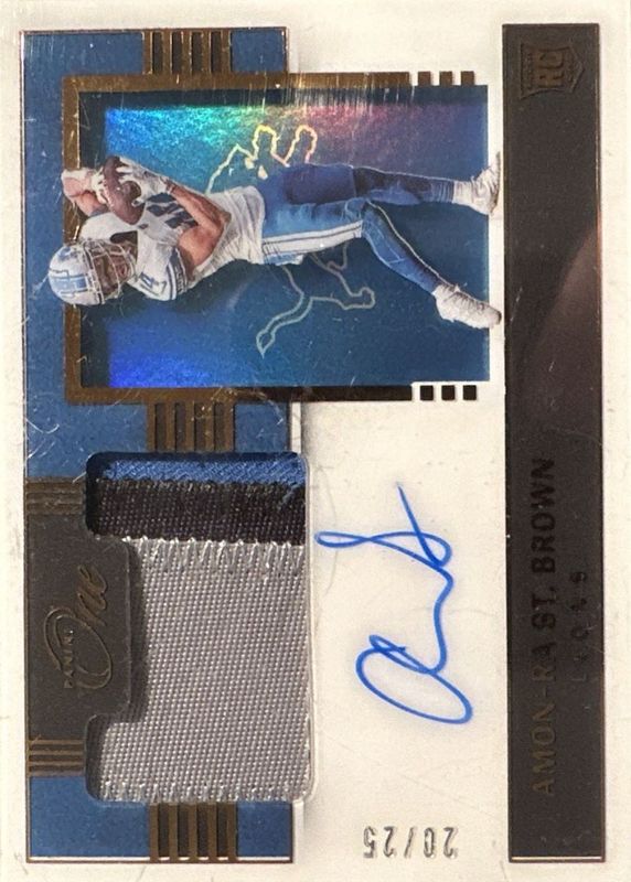 Amon-Ra St. Brown 2021 One #135 Premium Rookie Patch Autographs - Bronze /25 RAW