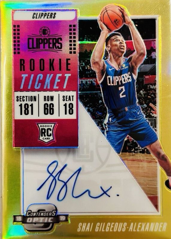Shai Gilgeous-Alexander 2018 Contenders Optic #114 Rookie Ticket Auto - Gold /10 (Blue Jersey) RAW