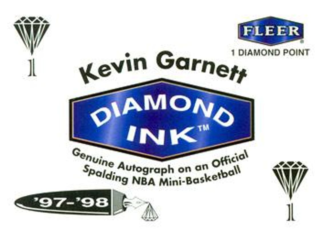 Kevin Garnett 1997 Fleer #NNO Diamond Ink 1 Point RAW