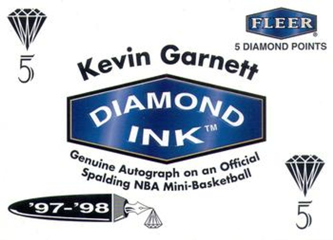 Kevin Garnett 1997 Fleer #NNO Diamond Ink 5 Points RAW