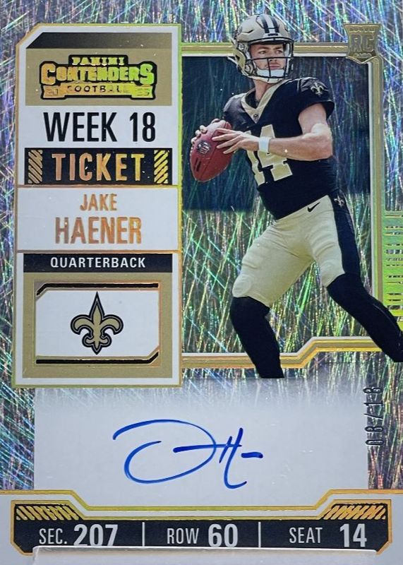 Jake Haener 2023 Contenders #113 Rookie Ticket Auto - Week 18 /18 RAW
