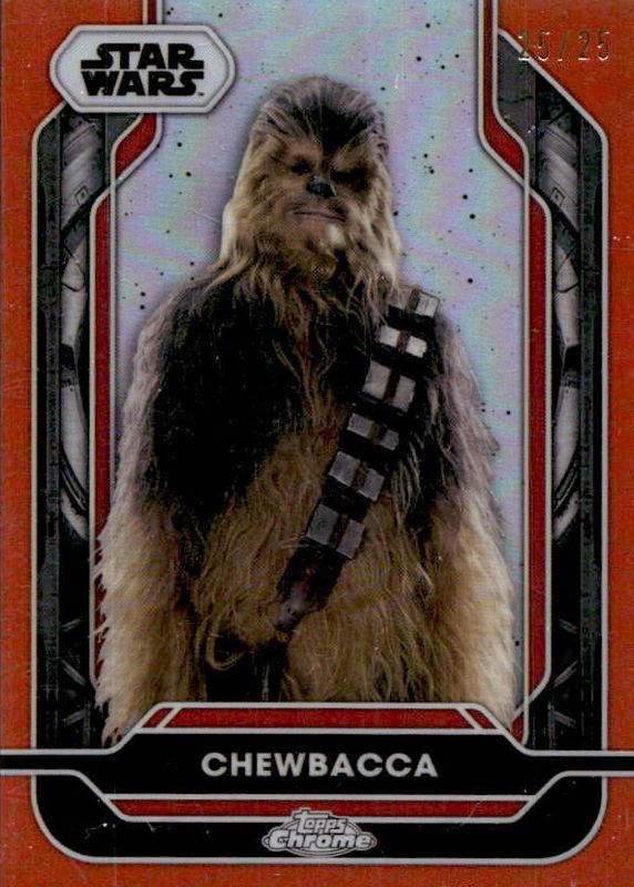 Chewbacca 2024 Topps Chrome Star Wars #107 Rebel Orange Refractor /25 PSA 10