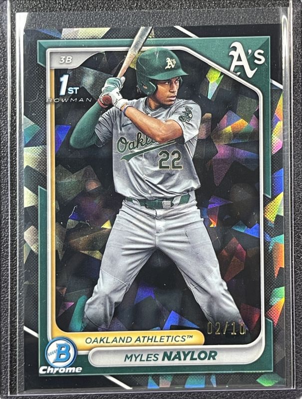Myles Naylor 2024 Bowman Sapphire Edition #BCP-136 Black /10 RAW