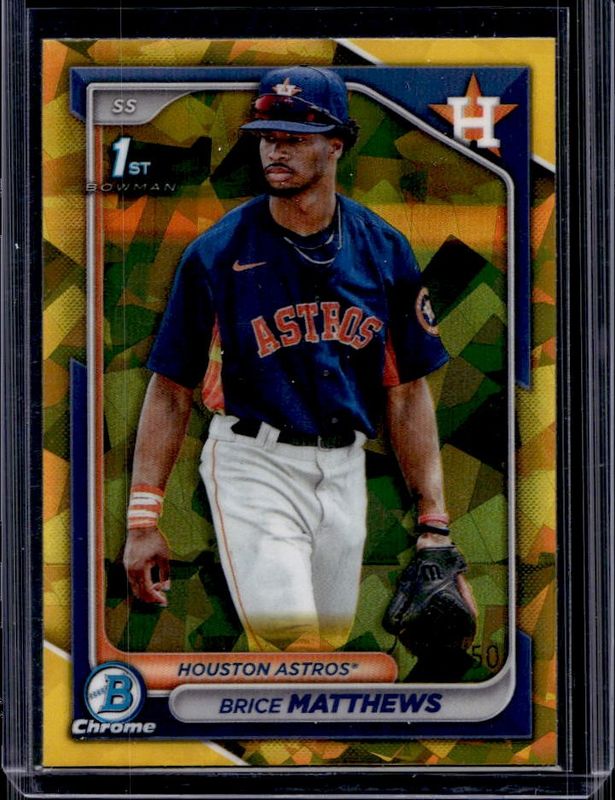 Brice Matthews 2024 Bowman Sapphire Edition #BCP-69 Gold /50 RAW
