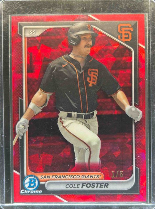 Cole Foster 2024 Bowman Sapphire Edition #BCP-83 Red /5 RAW