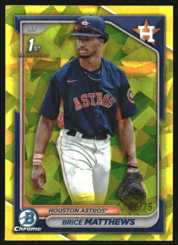 Brice Matthews 2024 Bowman Sapphire Edition #BCP-69 Yellow /75 RAW