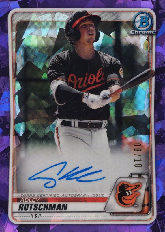 Adley Rutschman 2020 Bowman Sapphire Edition #BSPA-AR Chrome Prospect Auto - Purple /10 RAW