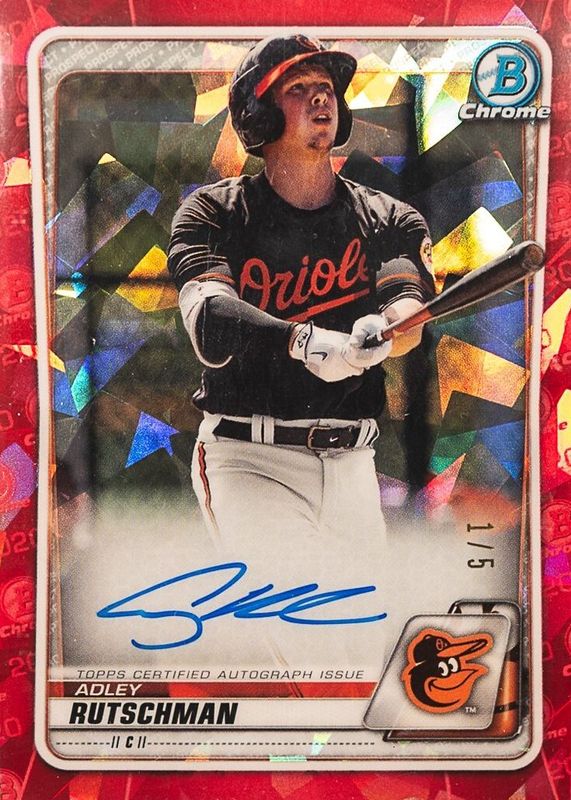 Adley Rutschman 2020 Bowman Sapphire Edition #BSPA-AR Chrome Prospect Auto - Red /5 RAW