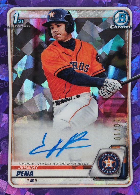 Jeremy Pena 2020 Bowman Sapphire Edition #BSPA-JP Chrome Prospect Auto - Purple /10 (1st) RAW