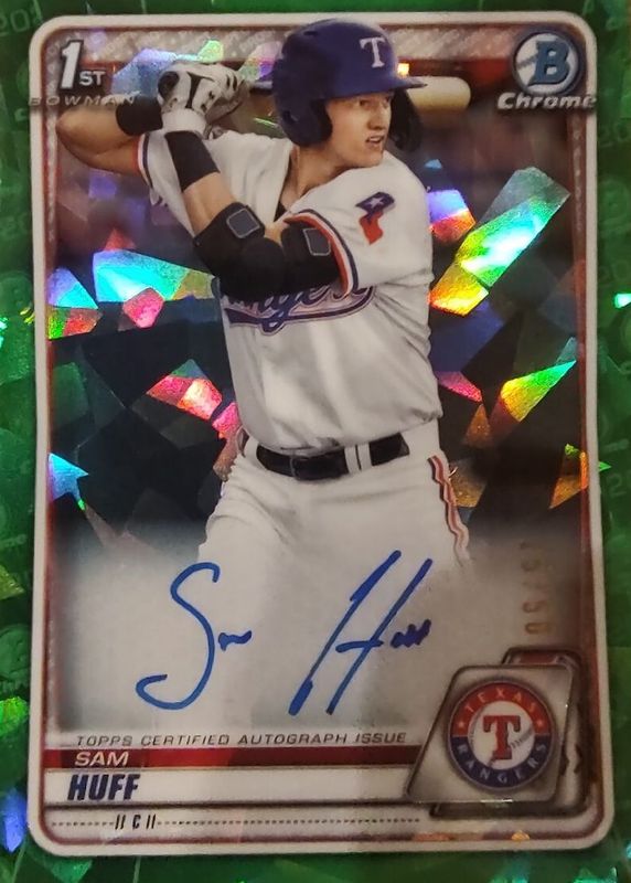 Sam Huff 2020 Bowman Sapphire Edition #BSPA-SH Chrome Prospect Auto - Green /50 (1st) RAW
