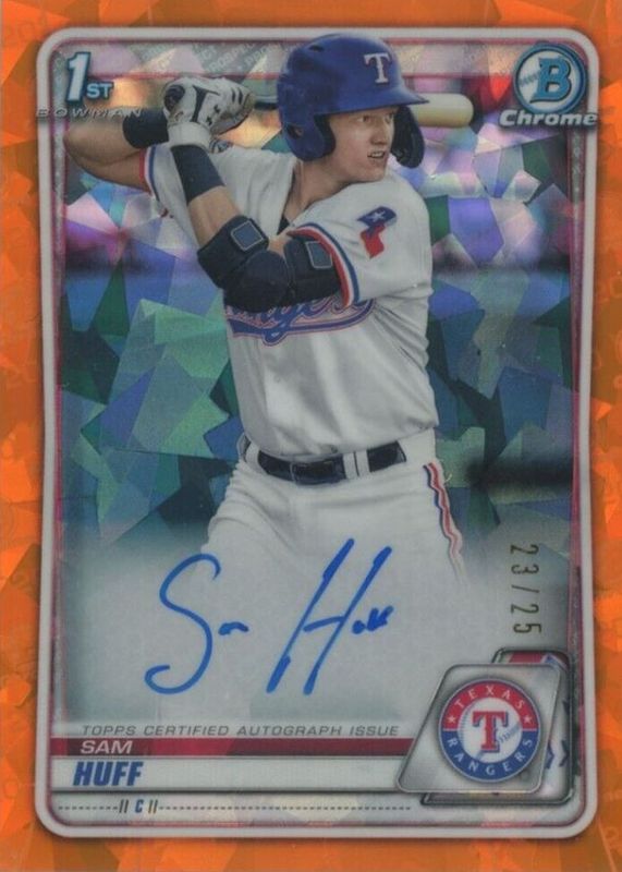 Sam Huff 2020 Bowman Sapphire Edition #BSPA-SH Chrome Prospect Auto - Orange /25 (1st) RAW