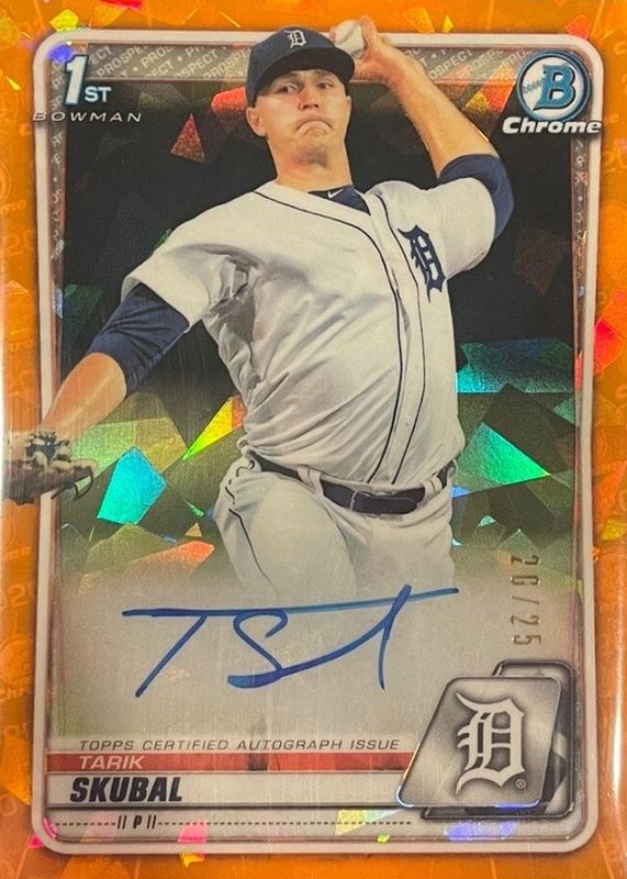 Tarik Skubal 2020 Bowman Sapphire Edition #BSPA-TS Chrome Prospect Auto - Orange /25 (1st) RAW