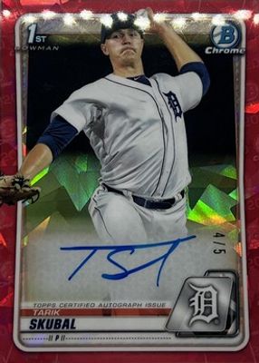 2020 Bowman Sapphire Edition #BSPA-TS Chrome Prospect Auto - Red /5 (1st)