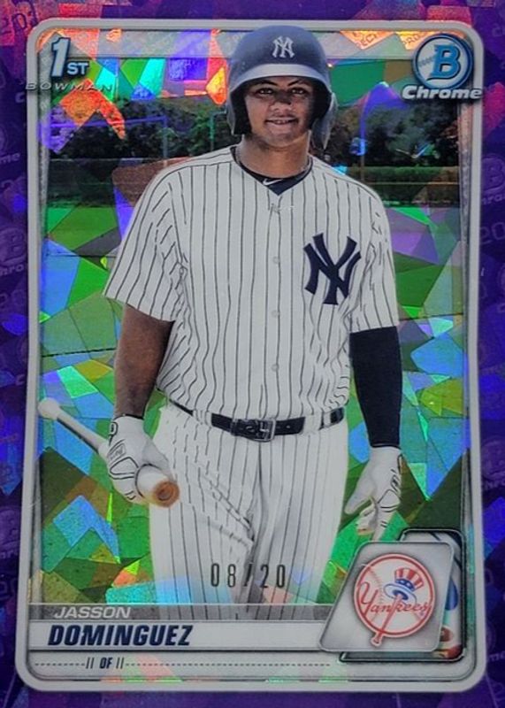 Jasson Dominguez 2020 Bowman Sapphire Edition #BCP-8 Chrome Prospects - Purple /20 (1st) RAW