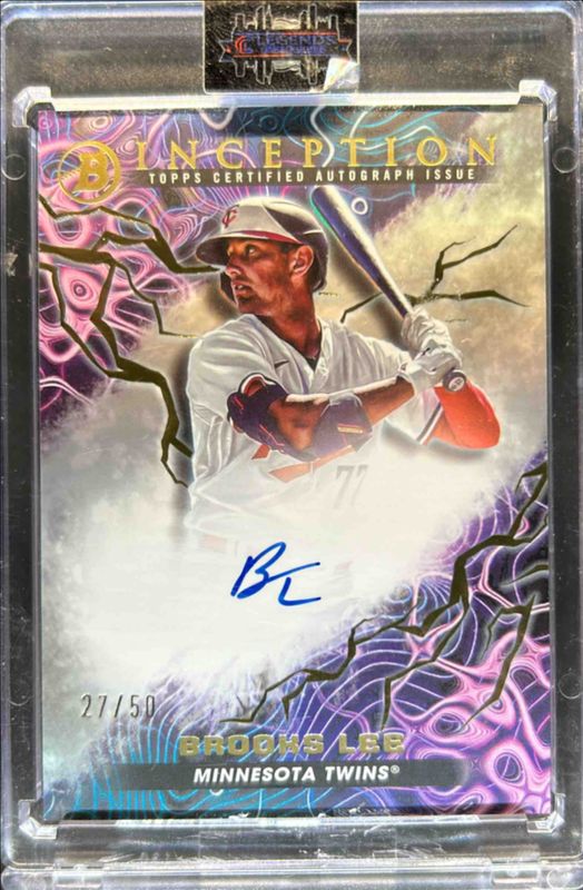Brooks Lee 2023 Bowman Inception #PPA-BL Primordial Prospects Autographs - Gold Foil Electricity /50 RAW