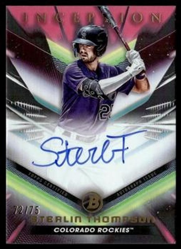 Sterlin Thompson 2023 Bowman Inception #BPA-ST Autographs - Fuchsia Foil /75 RAW