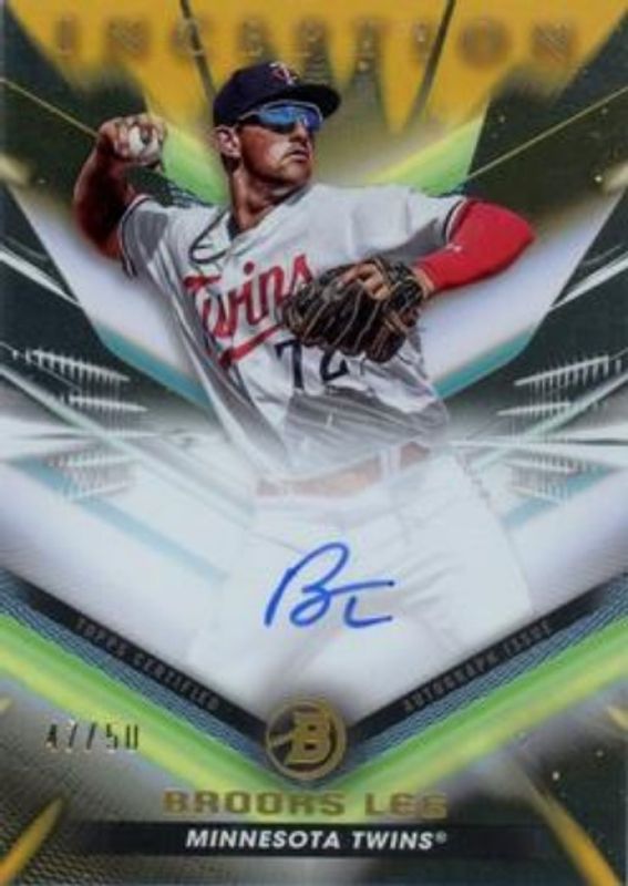 Brooks Lee 2023 Bowman Inception #BPA-BL Autographs - Gold Foil /50 RAW